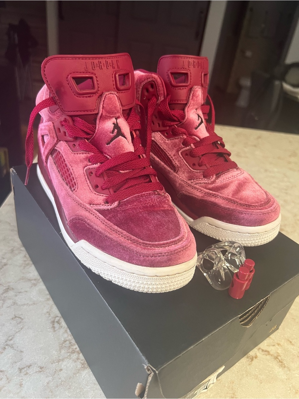 Red Velvet Air Jordan 5 Style Sneakers